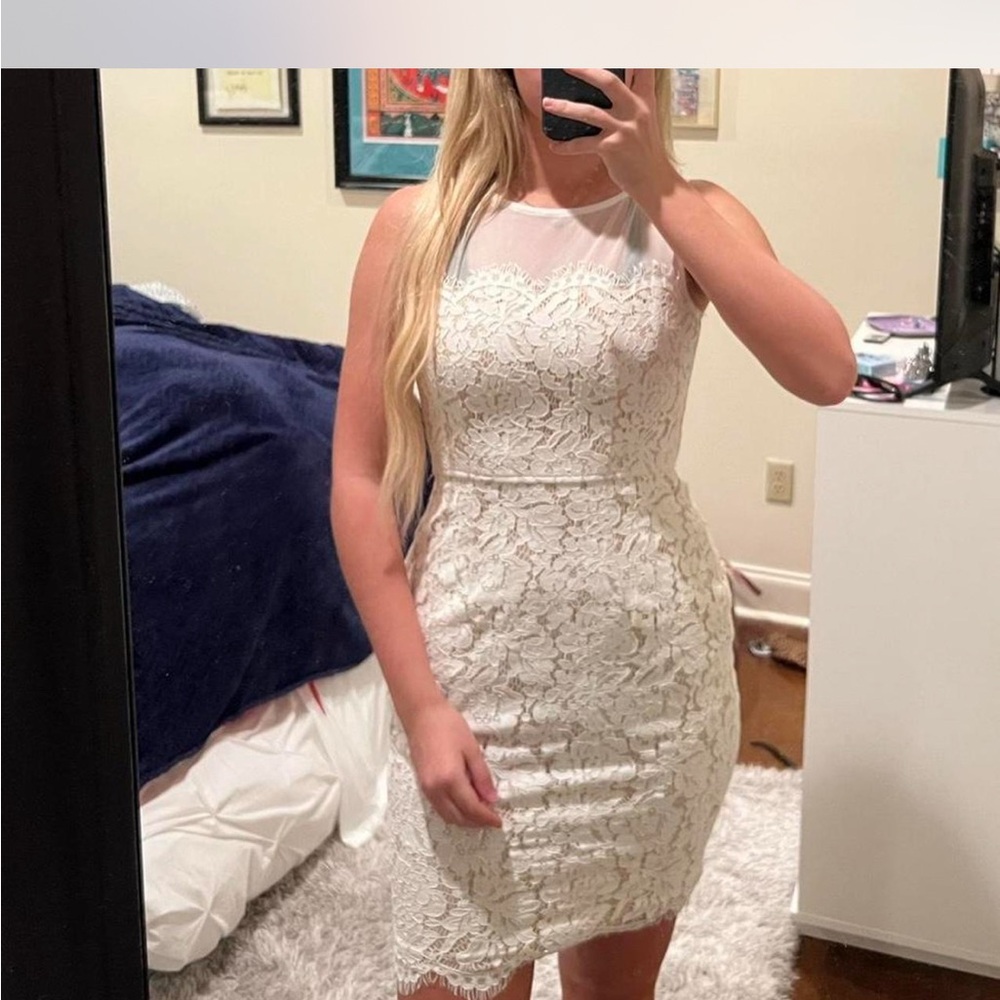 Lulus Me and You White Bodycon Lace Dress